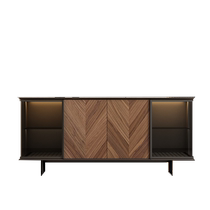 Italian light luxury solid wood entrance cabinet walnut sideboard modern simple wine cabinet living room glass storage display cabinet
