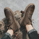 High-top leather shoes for men in autumn trend mid-top short boots men's casual work shoes British style Martin boots winter plus velvet