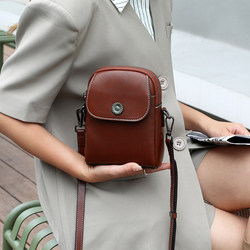 Genuine Leather Mobile Phone Bag Mini Small Bag 2026 New Fashion Crossbody Bag Women's Vertical Style Double Zipper Casual Shoulder Bag