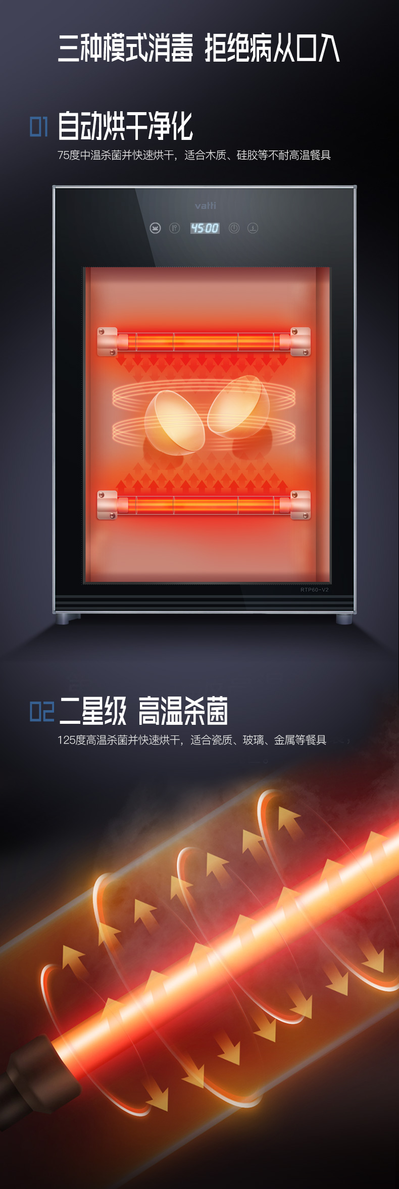 华帝 RTP60-V2 新款升级 台式消毒柜 60L 图10