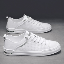 Thin subsection small white shoes mens summer breathable mens shoes flat bottom deodorant casual shoes trendy Korean version set foot white board shoes male