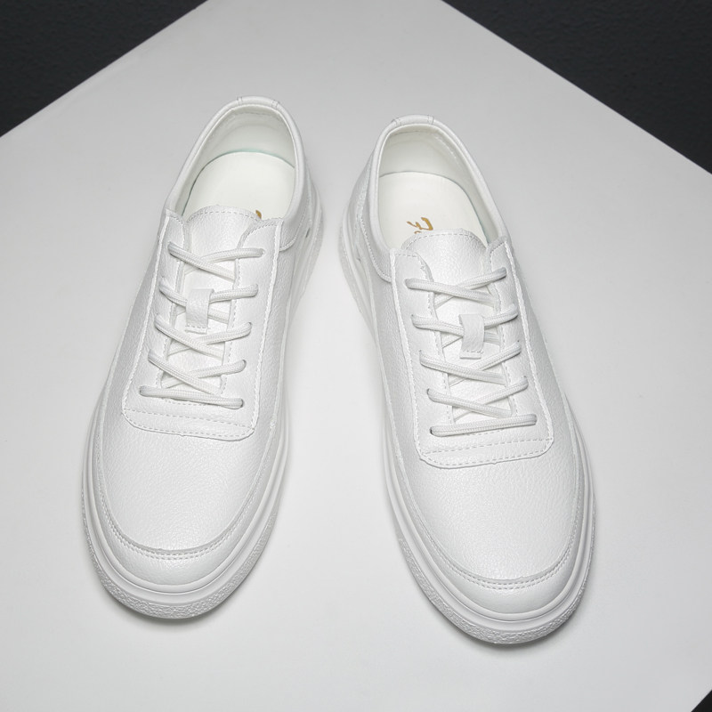 Small White Shoes 100 Hitch Male Shoes Spring Autumn Season Tide Shoes 2021 New Waterproof Pure Leather Face Lacing Low Bunch White Board Shoes Men