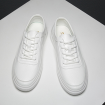 Small White Shoes 100 Hitch Male Shoes Spring Autumn Season Tide Shoes 2021 New Waterproof Pure Leather Face Lacing Low Bunch White Board Shoes Men