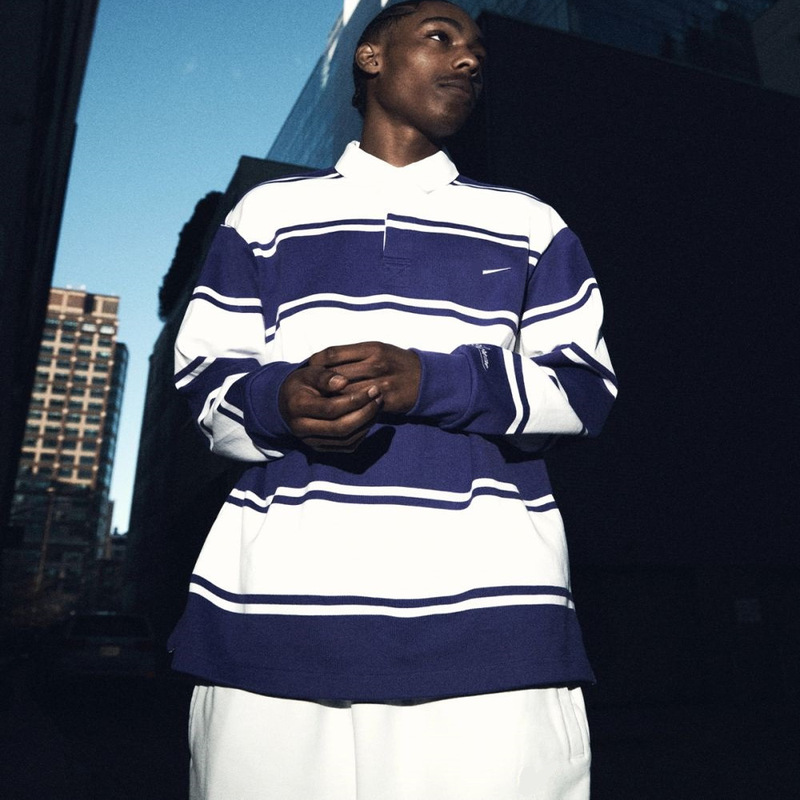 David's New Nss25 Stripe Rugby Embroidered Logo Striped Long-Sleeved Polo Shirt, Couple Style