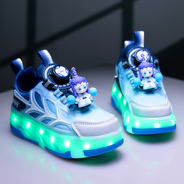 Ao Bing Boys' Roller Shoes 2026 New Model Children's Four-Wheel Invisible Roller Shoes Retractable Light-Up Skate Shoes — 3