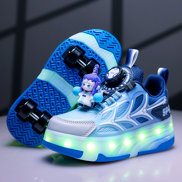Ao Bing Boys' Roller Shoes 2026 New Model Children's Four-Wheel Invisible Roller Shoes Retractable Light-Up Skate Shoes — 2