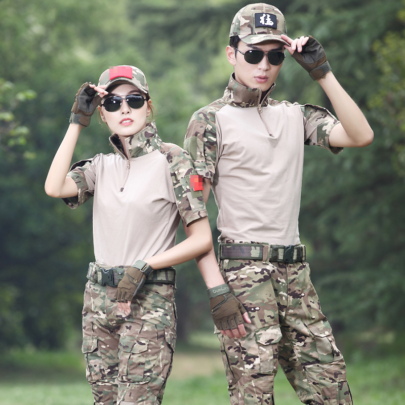 Summer short sleeve cp camouflage frog suit tactical suit men and women instructor outdoor genuine workwear field suit thin