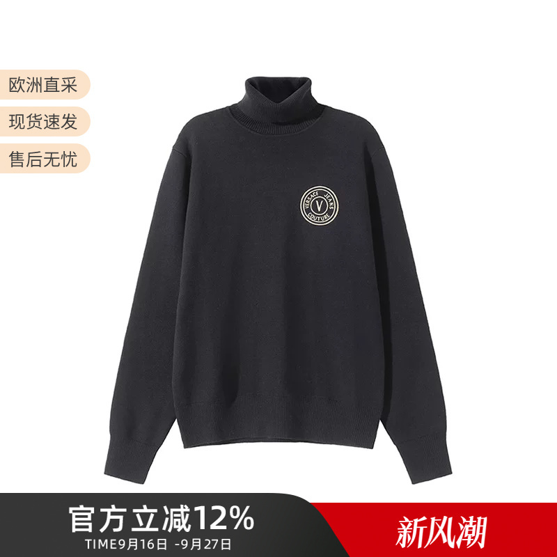 Vjc Versace New Men's Cotton Turtleneck Long-Sleeved Knit Sweater Gafm07 Vjc Versace New Men's Cotton Turtleneck Long-Sleeved Knit Sweater Gafm07
