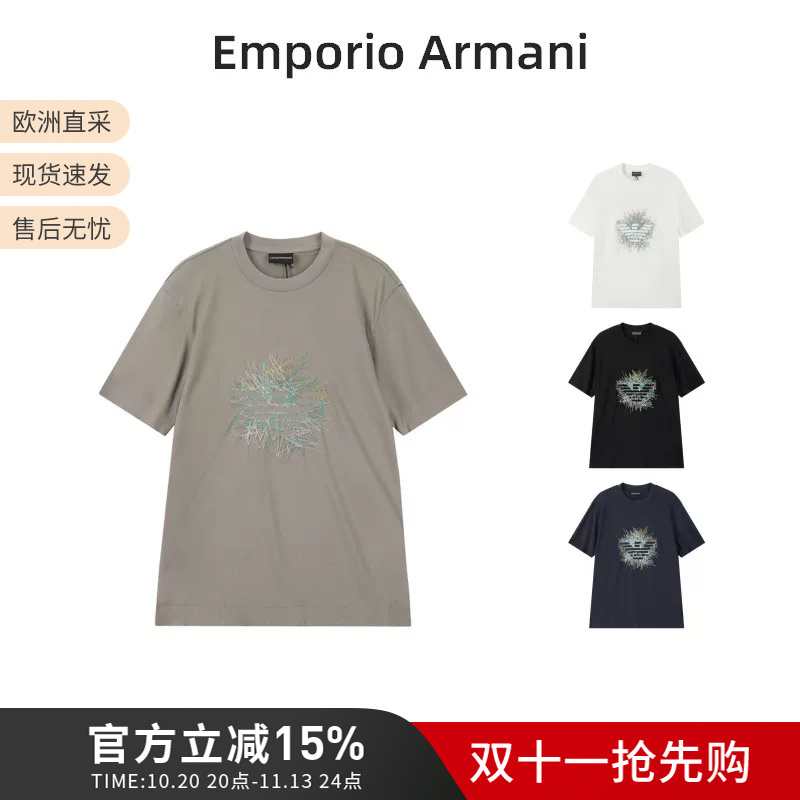 Ea Armani New Product Men's Lyocell/Cotton Round Neck Short-Sleeved T-Shirt Em005282 Af10017