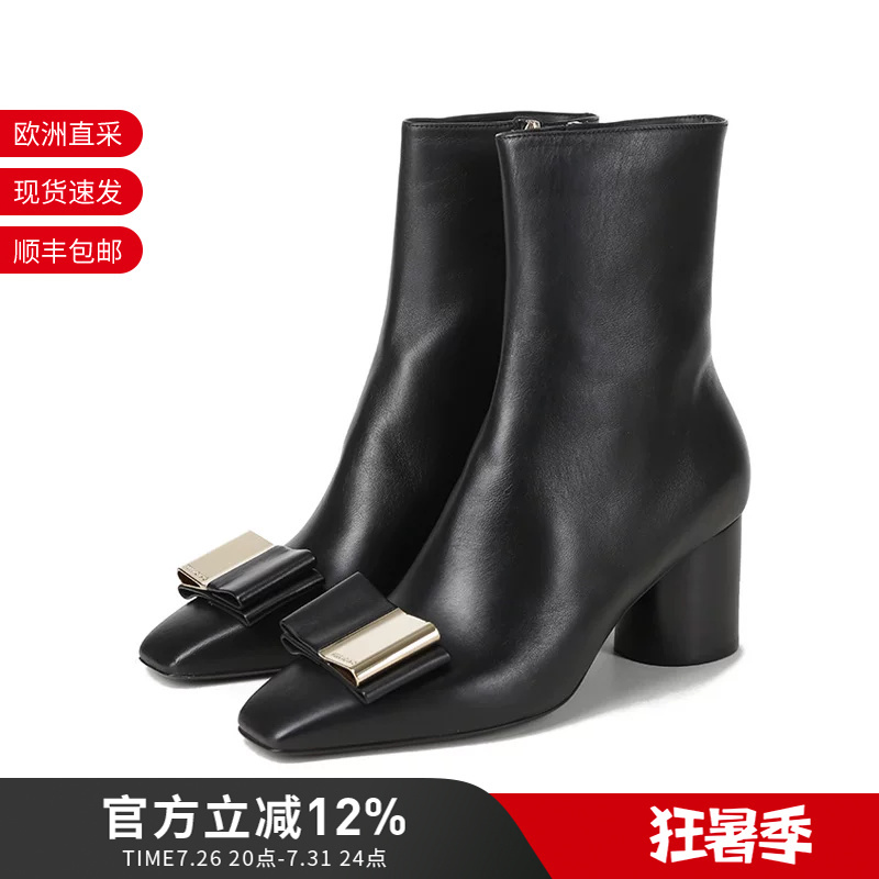 Ferragamo Women's Bow-Knot High-Heeled Boots Short Boots 6cm 0763184