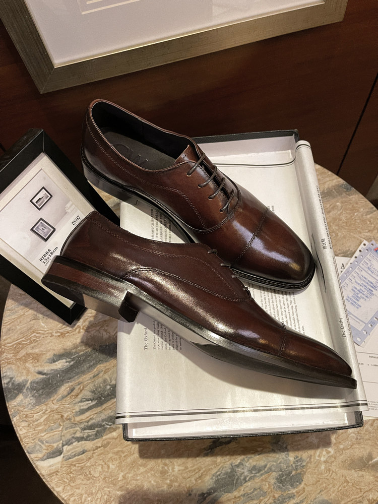 High-End Summer Formal Leather Shoes, Oxford Shoes for Men, British Style, Breathable, Wedding Groom, Business Casual, Thick-Soled, Old Money Style, Brown