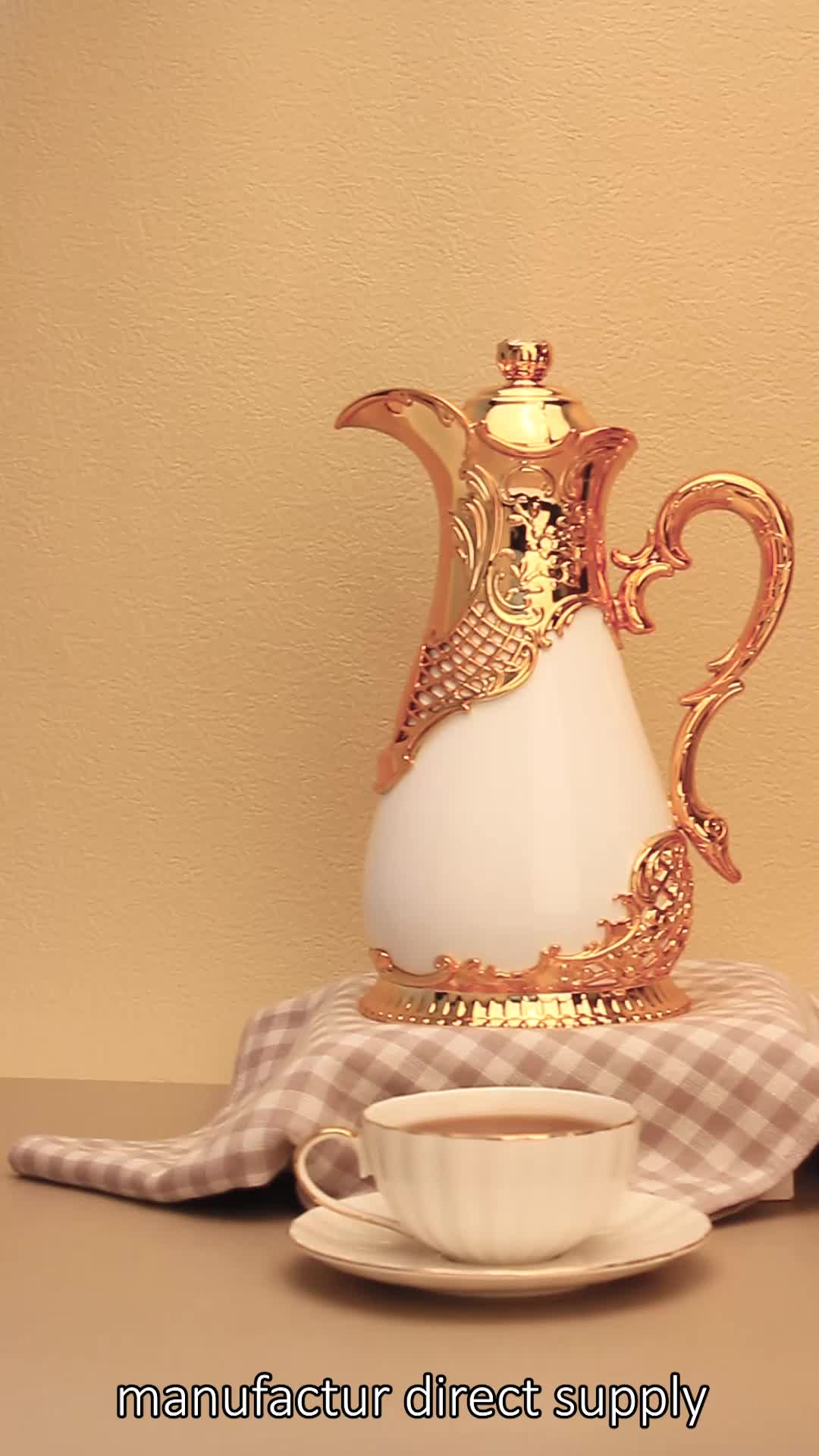 Customized Free Sample 0.5l 0.8l Set Gold White Arabic Arab Thermal