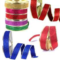 Christmas decorations Silk with coloured band Onion Pink Gold Silver Red Blue Ribbon with webbing fabric Ribbon Butterfly Woven Ribbon 3 8CM
