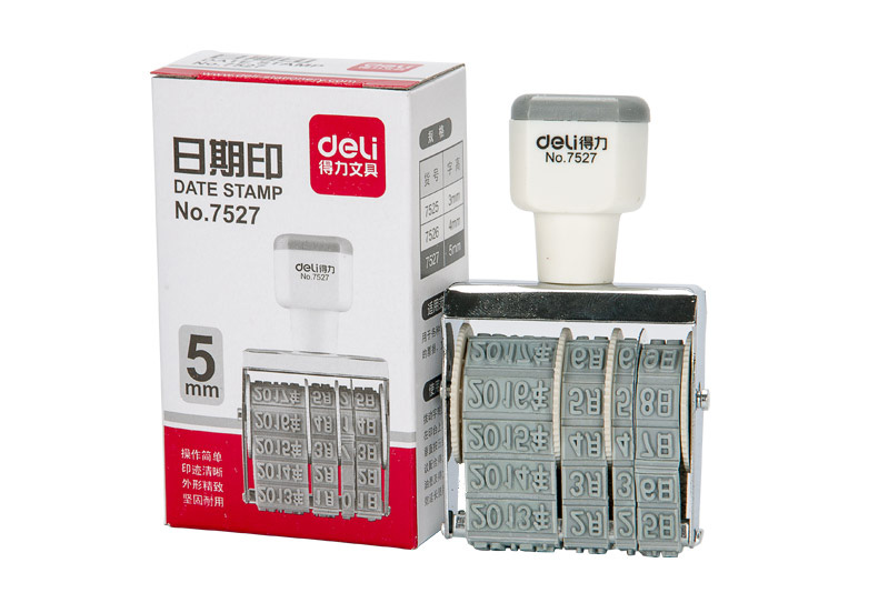 Ngày deli 7527 tem deli điều chỉnh 8 tay tài khoản khuôn đóng gói ngày đóng dấu ngày in thường ngày điều chỉnh thời gian với năm và tháng sản xuất kỹ thuật số kích thước nhỏ cao 5mm - Tự làm khuôn nướng khuôn bánh