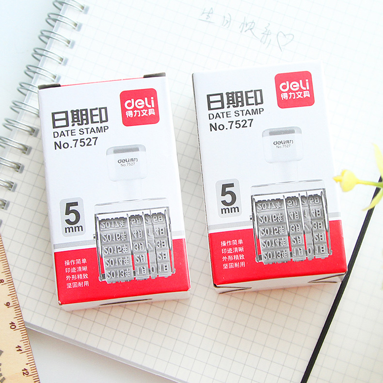 Ngày deli 7527 tem deli điều chỉnh 8 tay tài khoản khuôn đóng gói ngày đóng dấu ngày in thường ngày điều chỉnh thời gian với năm và tháng sản xuất kỹ thuật số kích thước nhỏ cao 5mm - Tự làm khuôn nướng khuôn bánh