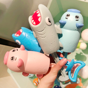 抽拉针筒式呲水枪小号猪儿童玩具戏水动物鲨鱼可爱小孩喷水枪宝宝