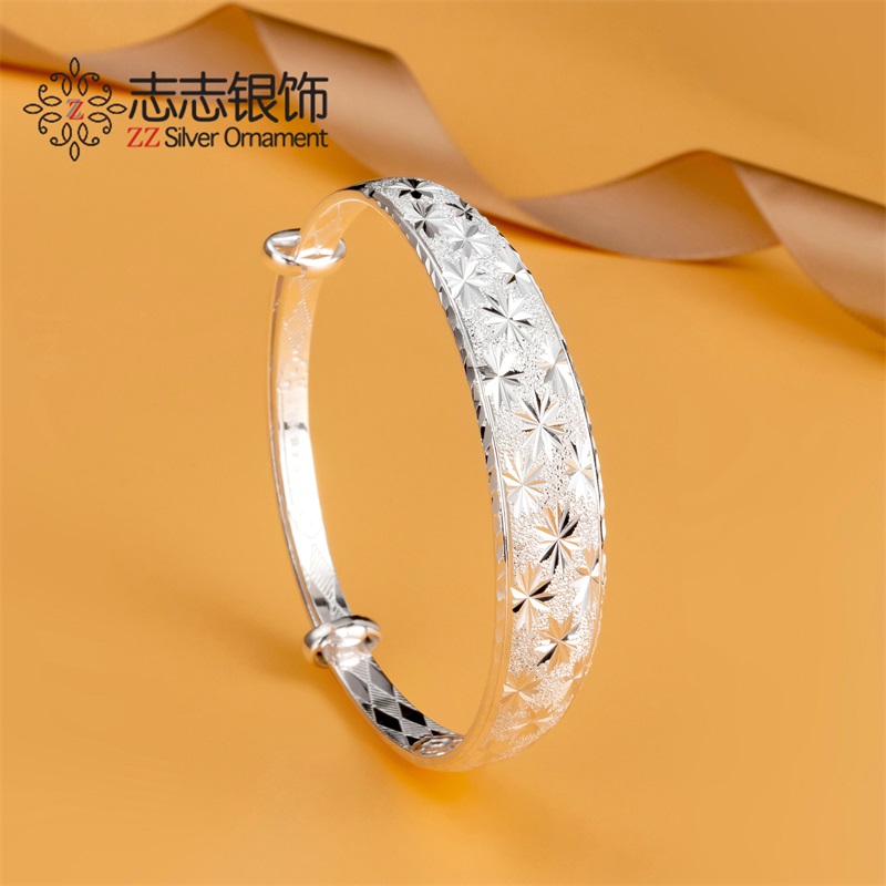 Mother's Day Full Star Silver bracelet 9999 pure silver bracelet Push-pull Extension Lady's Seven New Year's Eve Girlfriend Mother Silver Jewelry