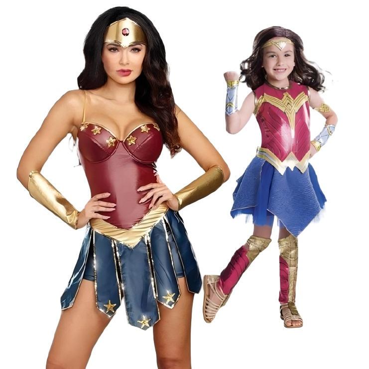 Halloween Kidsren's Costume Wonder Woman Cosplay Costume Adult Superhero Women's Dress Cosplay Costume