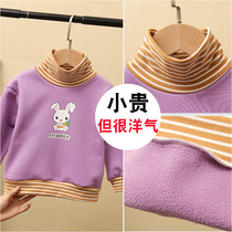Girls plus velvet base shirt autumn and winter 2020 new female baby clothes children Foreign style Joker childrens high neck coat