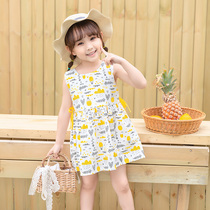 Girls summer cotton dress 2021 new childrens foreign style skirt sleeveless baby princess skirt