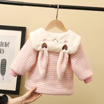 Female baby thick coat winter clothing 2021 new childrens clothing winter plus velvet Cute Princess Cotton girl cotton coat