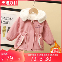 Girls plus velvet coat winter clothing 2021 new childrens clothing winter foreign style female baby thick Pike clothing childrens cotton clothes