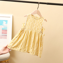 Girls Skirt Summer Dress 2021 New style Little Girl Plaid Dress Children Sleeveless Baby Princess Dress
