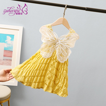 Purple Butterfly Childrens clothing girl dress 2021 new baby girl Summer Childrens princess skirt foreign air wings skirt