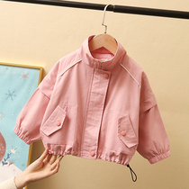 Childrens spring and autumn coat 2021 new foreign style girls short childrens Jacket Womens baby spring casual jacket