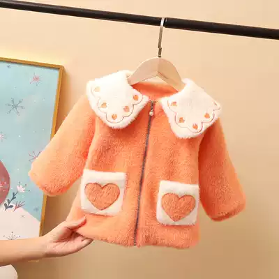 Female baby coat autumn and winter 2020 new Korean version plus velvet and cotton girls cotton coat Western style children's thickening top