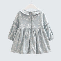 Girls  dresses spring 2021 new childrens long-sleeved princess dress childrens floral baby girl Western style skirt