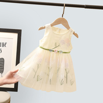 Purple butterfly girl baby summer dress 2021 New Net Red Girl dress foreign style skirt children princess dress