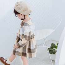 Girls plaid dress autumn 2020 new Korean childrens skirt foreign style female baby cotton long sleeve princess dress