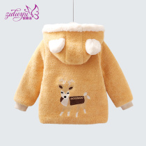 Childrens clothing girls winter cotton coat 2021 new baby velvet thickened jacket winter childrens cotton clothes childrens quilted jacket