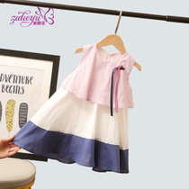 Purple Butterfly Girl dress summer dress 2021 new childrens cotton skirt little girl color princess dress foreign atmosphere