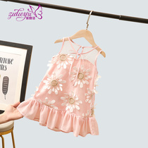 Purple butterfly girl skirt summer dress 2021 new childrens dress foreign style sleeveless princess dress female baby dress tide