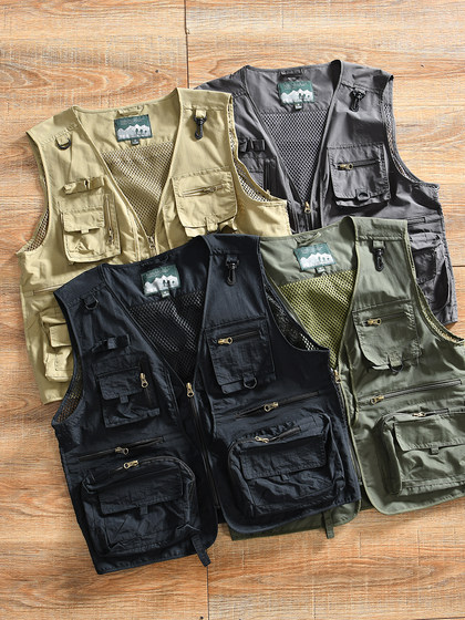 户外机能马甲夏季男士登山工装坎肩网眼透气山系多功能钓鱼背心潮