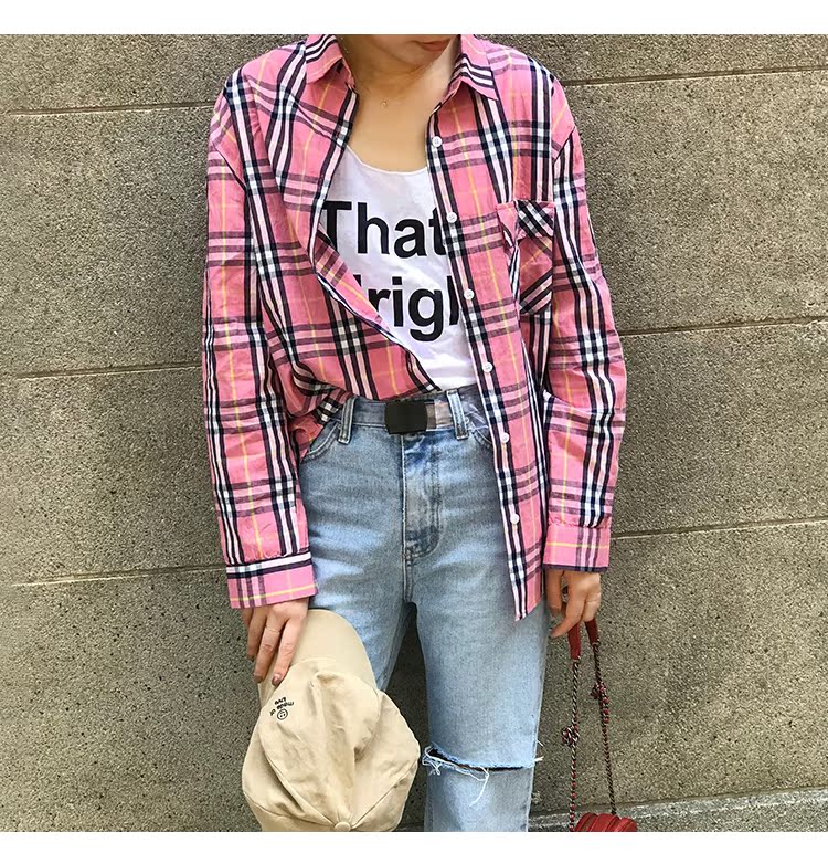 蔻 2018 mới Han Fan chic kẻ sọc giản dị áo sơ mi nữ rộng rãi hoang dã áo sơ mi mùa xuân và mùa thu bf xu hướng shop thời trang công sở