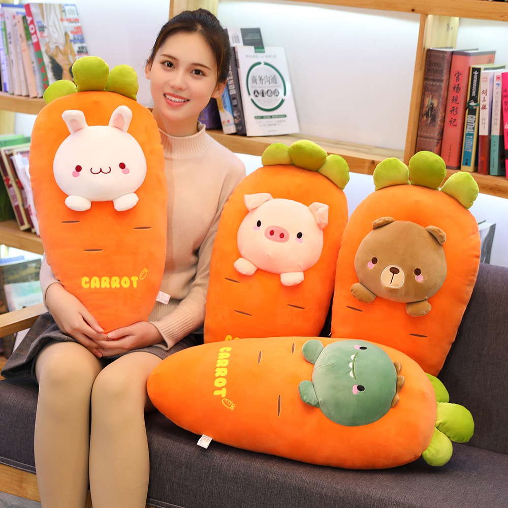Cute banana doll head cushion girl sleeping pillow rag doll dinosaur carrot plush toy doll