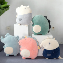 Cute dinosaur unicorn pillow quilt office nap small pillow waist pillow dual-purpose cushion coral fleece air-conditioning blanket