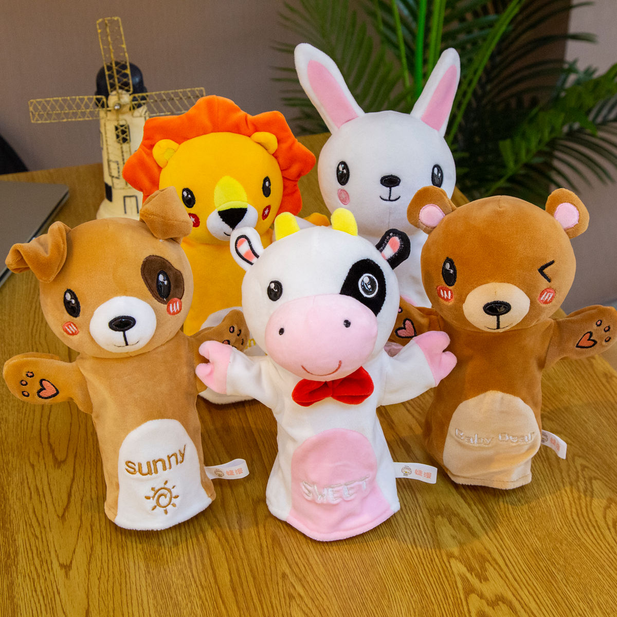 Animal hand puppet ventriloquist doll rag doll small theater performance props parent-child game storytelling character gloves