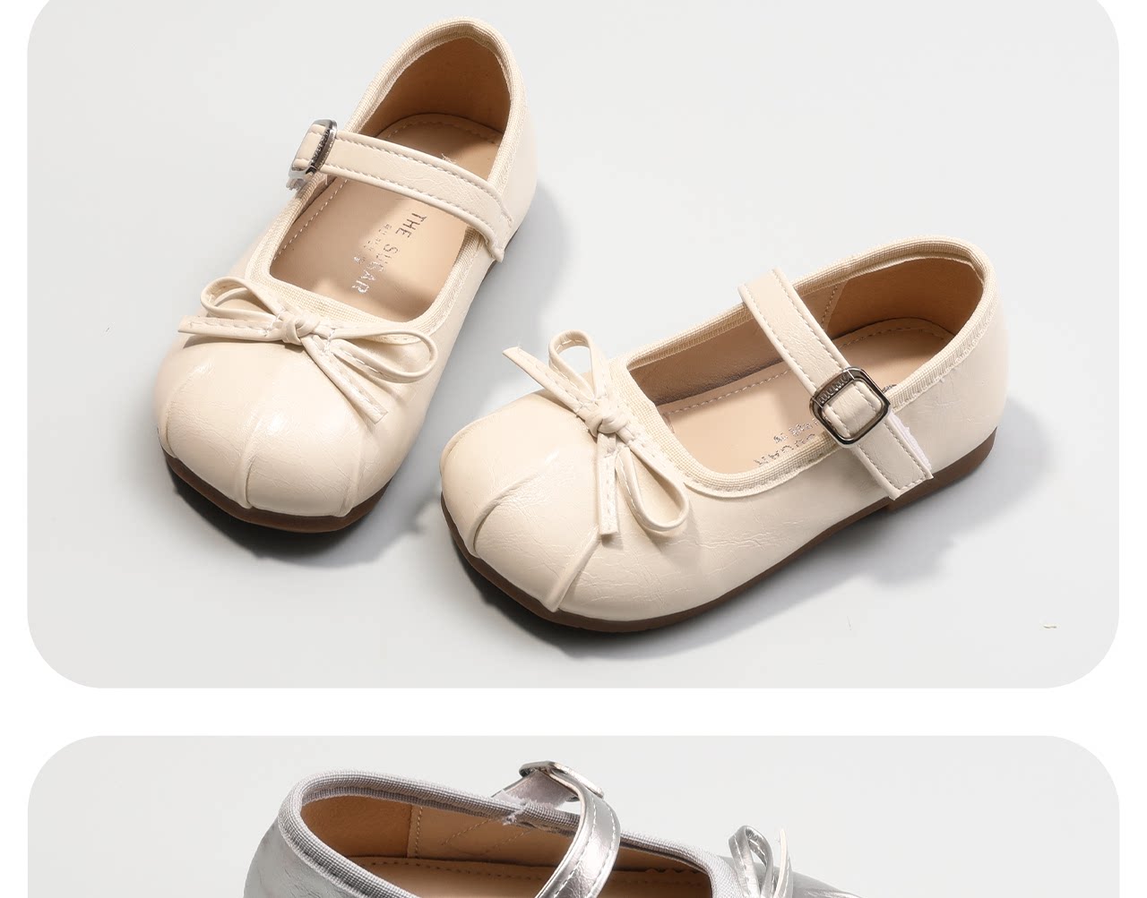 儿童鞋子女童银色小皮鞋2026春秋季新款蝴蝶结公主鞋子女宝宝单鞋 — 17