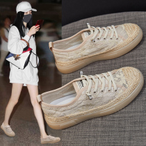 Fisherman Shoes Woman Little Scents Wind 2022 Summer New One Foot Pedal Single Shoes Women Shoes Breathable Sail Fabric Shoes Single Shoe Summer