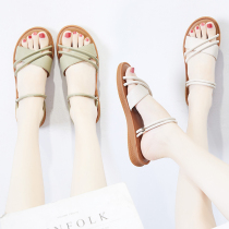 Sandals Women 2022 Summer New Fashion 100 Hitch Flat Bottom Fairy Wind Romans Shoes Chains Chains Two to wear outside