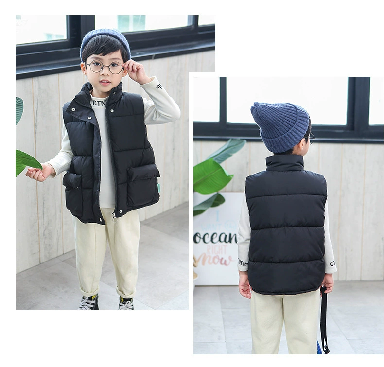 Áo vest cotton trẻ em thu đông, nỉ nhung dày dặn bé gái, bé trai, bé trai, áo khoác ngoài vest vest, vest kiểu tây - Áo ghi lê