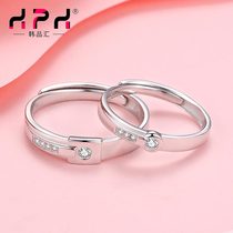 Original design sterling silver couple ring a pair of simple Japanese light luxury pair ring mens and womens tide ring senior sense