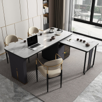 Light extravagant rock plate large tea table with rotary tea table and chairs combined office tea set integrated utilitate tea table
