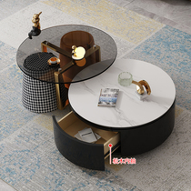 Nordic light lavish rocky board round tea table size combined Italian style Rotary Tea Table table Home Living room Small family Type