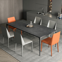 Willstyle Light Lavish Rockboard Table Home Small Family Type Aluminum Alloy Dining Table Modern Minima Rectangular Dining Table And Chairs Combination