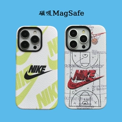 Nike case — NIKE Trendy Fashionable MagSafe Matte Leather Anti-Fall Plus/Pro/Max – iPhone 16, iPhone 15, iPhone 14, iPhone 13, iPhone 12